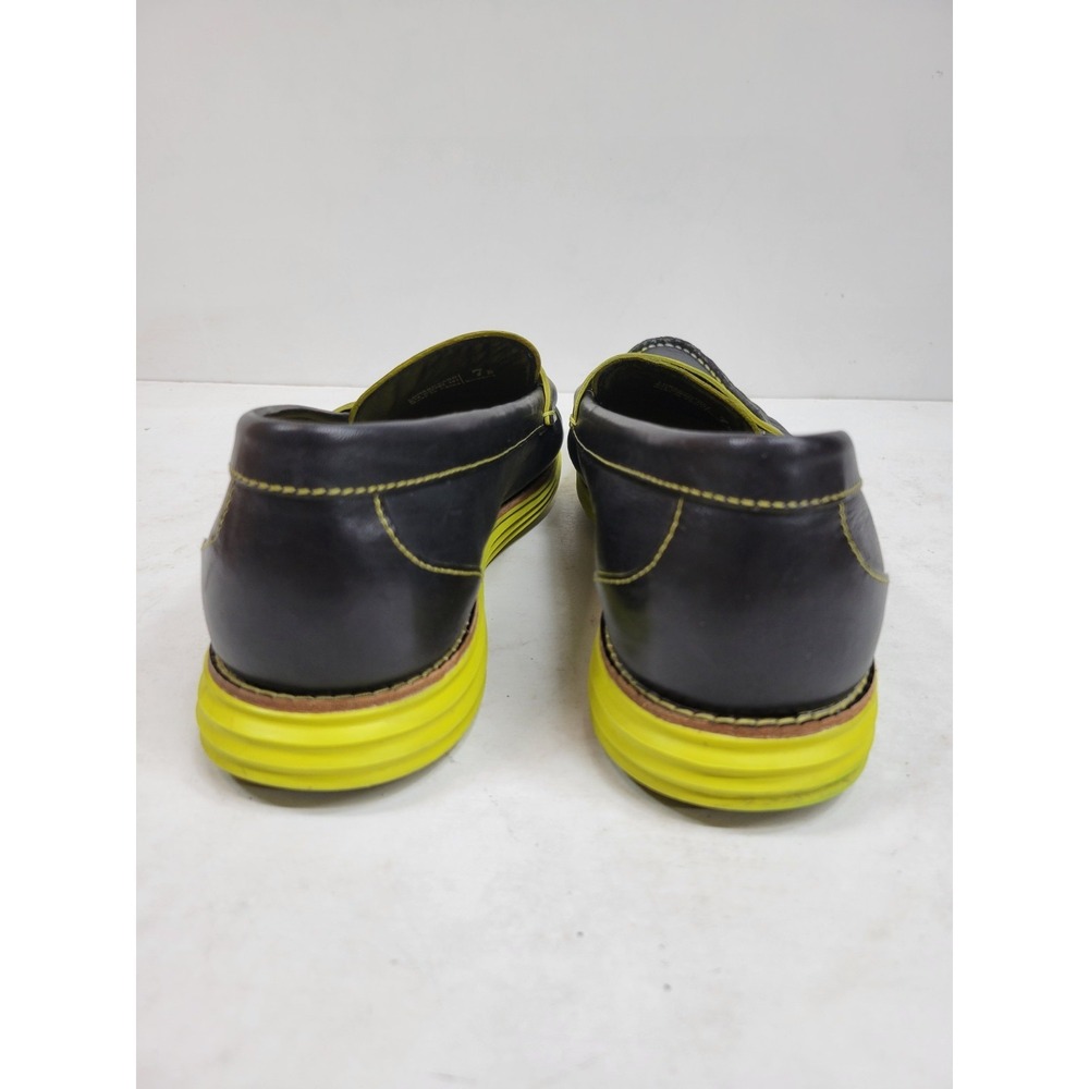 Cole Haan LunarGrand Women's Penny Loafers Black Leather Volt Yellow Size 7B - Picture 8 of 9